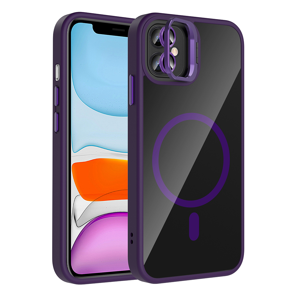 Apple iPhone 11 Kılıf Standlı ve Kamera Lens Hediyeli M-Safe Şarj