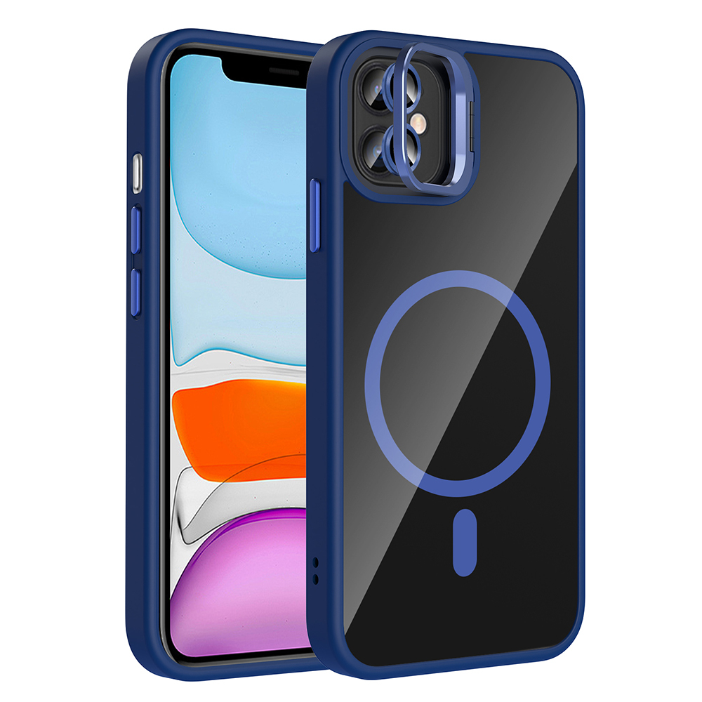 Apple iPhone 11 Kılıf Standlı ve Kamera Lens Hediyeli M-Safe Şarj