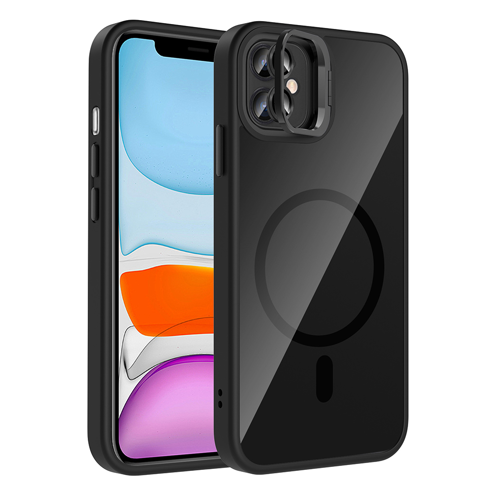 Apple iPhone 11 Kılıf Standlı ve Kamera Lens Hediyeli M-Safe Şarj