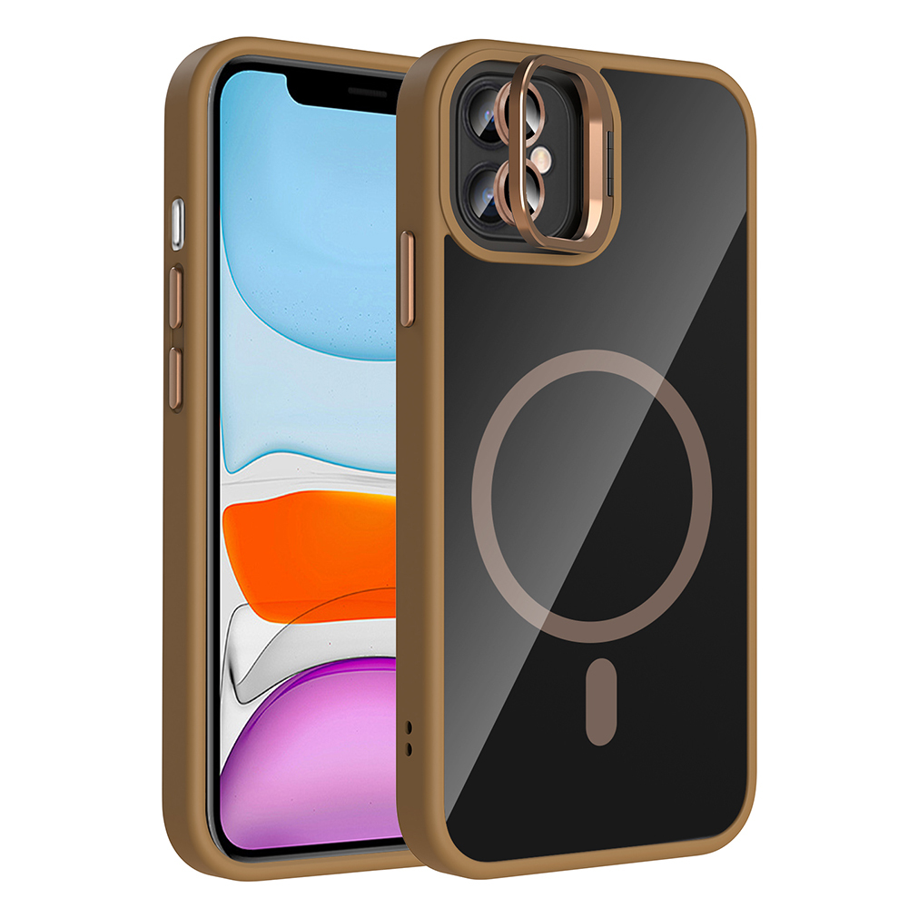 iPhone 11 Kılıf Standlı ve Kamera Lens Hediyeli M-Safe Şarj Özellikli NXXA Etro Kapak - Desert Titan