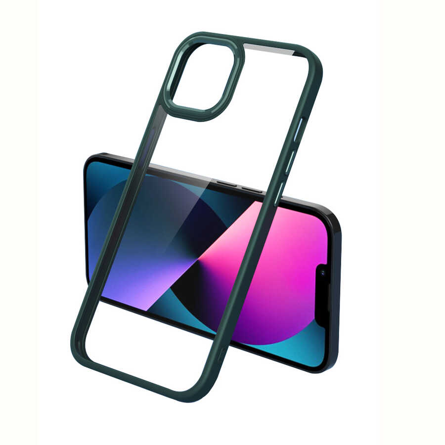 Apple iPhone 11 Kılıf Zore Krom Kapak - Koyu Yeşil
