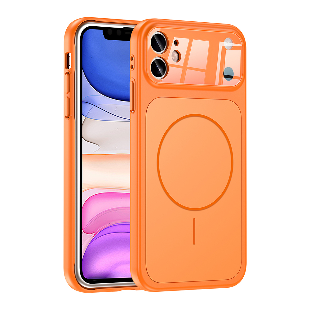 iPhone 11 Kılıf Zore M-Safe Şarj Özellikli Kamera Korumalı Formen Kapak - Turuncu