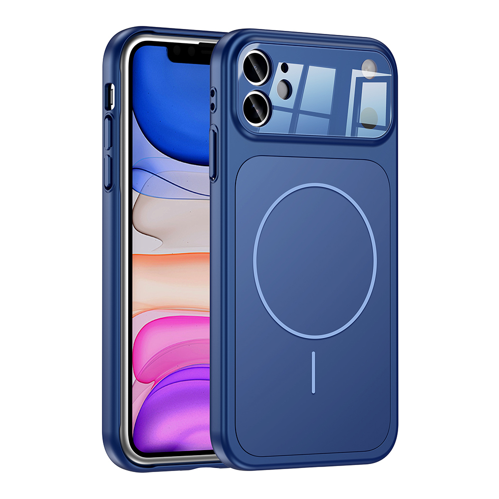 iPhone 11 Kılıf Zore M-Safe Şarj Özellikli Kamera Korumalı Formen Kapak - Mavi