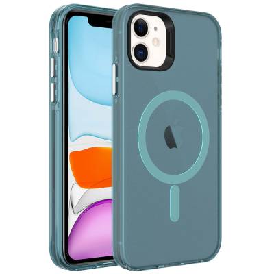 Apple iPhone 11 Kılıf Zore M-safe Şarj Özellikli Buzlu Transparan C-Pro Sert Kapak - Zore
