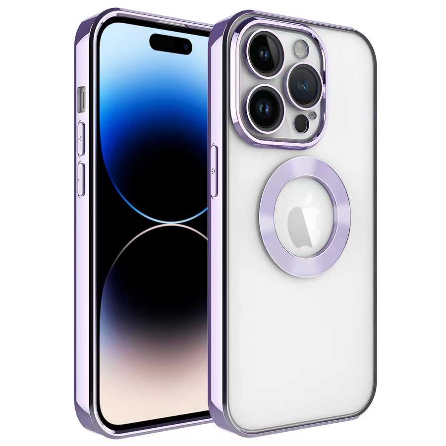 Apple iPhone 11 Pro Kılıf Kamera Korumalı Logo Gösteren Zore Omega Kapak - Lila