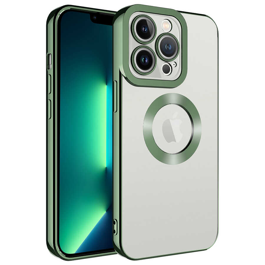 Apple iPhone 11 Pro Kılıf Kamera Korumalı Logo Gösteren Zore Omega Kapak - Yeşil