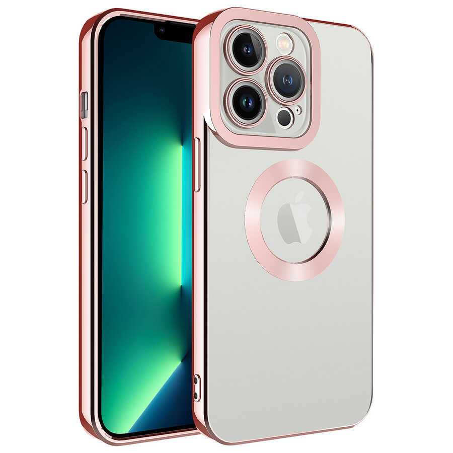 Apple iPhone 11 Pro Kılıf Kamera Korumalı Logo Gösteren Zore Omega Kapak - Rose Gold