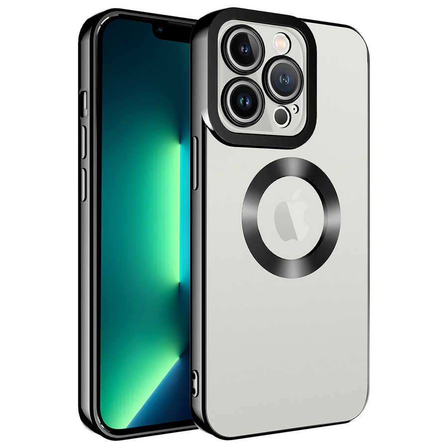 Apple iPhone 11 Pro Kılıf Kamera Korumalı Logo Gösteren Zore Omega Kapak - Siyah