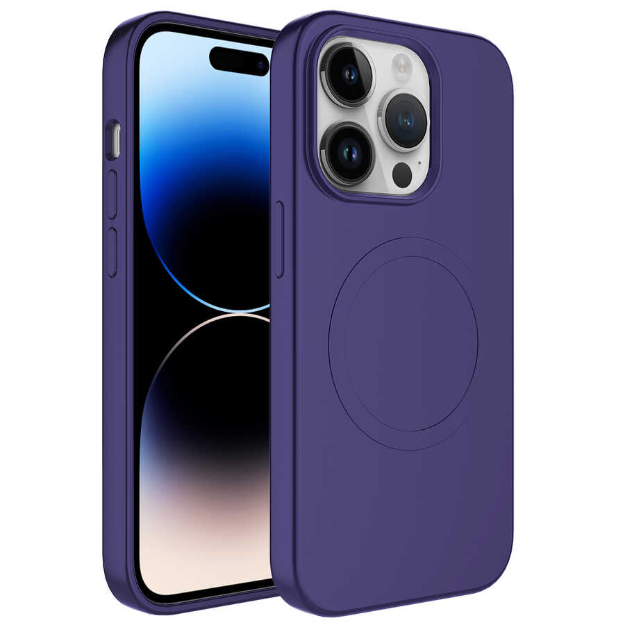 Apple iPhone 11 Pro Kılıf M-safe Wireless Şarj Özellikli Pastel Renk Silikon Zore Plas Kapak - Mürdüm