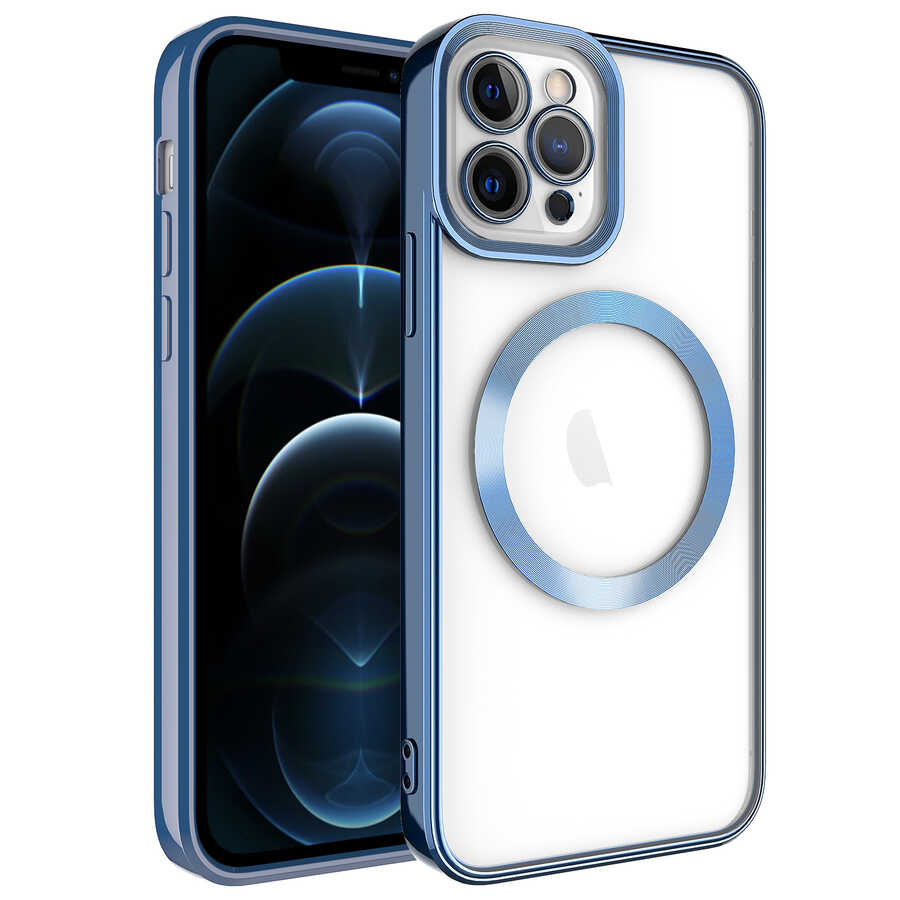 Apple iPhone 11 Pro Kılıf M-safe Wireless Şarj Özellikli Zore Setro Silikon - Mavi