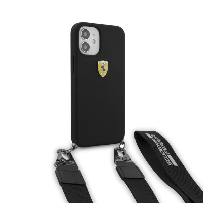 Apple iPhone 12 Case Ferrari Original Licensed Hanging Metal Logo Cover - 3
