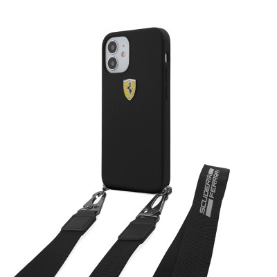 Apple iPhone 12 Case Ferrari Original Licensed Hanging Metal Logo Cover - 2
