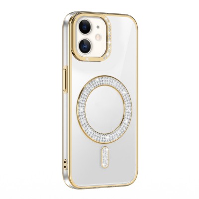 Apple iPhone 12 Case Magsafe Charging Feature Diamond Stone Design Zore Karetta Silicone Cover - 8