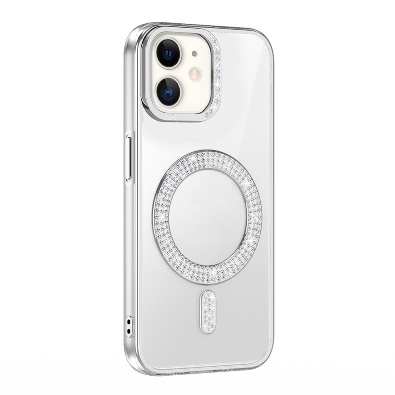 Apple iPhone 12 Case Magsafe Charging Feature Diamond Stone Design Zore Karetta Silicone Cover - 18