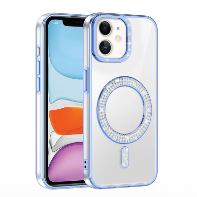Apple iPhone 12 Case Magsafe Charging Feature Diamond Stone Design Zore Karetta Silicone Cover - 5