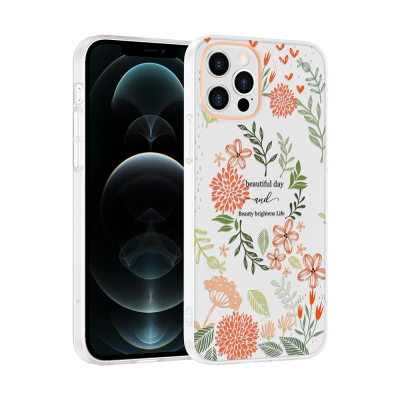 Apple iPhone 12 Case with Camera Protector, Patterned Zore Clip Cover - Zore
