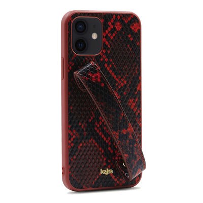 Apple iPhone 12 Kılıf Kajsa Glamorous Serisi Snake Handstrap Kapak - 10