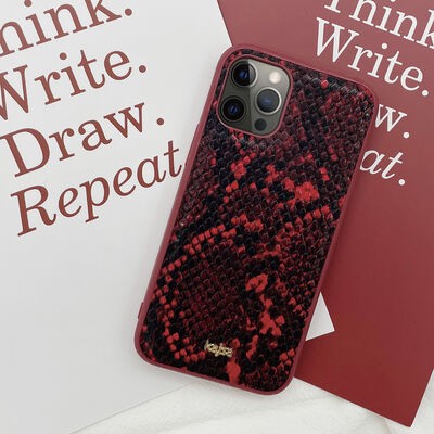 Apple iPhone 12 Kılıf Kajsa Glamorous Serisi Snake Pattern Kapak - 7