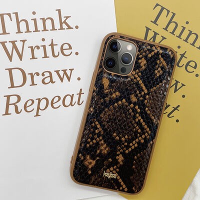 Apple iPhone 12 Kılıf Kajsa Glamorous Serisi Snake Pattern Kapak - 9