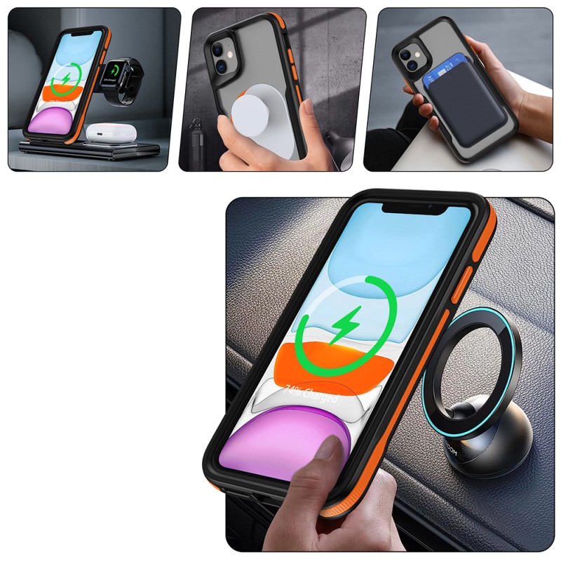Apple iPhone 12 Kılıf M-safe Şarj Özellikli Renkli Kenar Airbag Şeritli Zore Lamer Kapak - 9