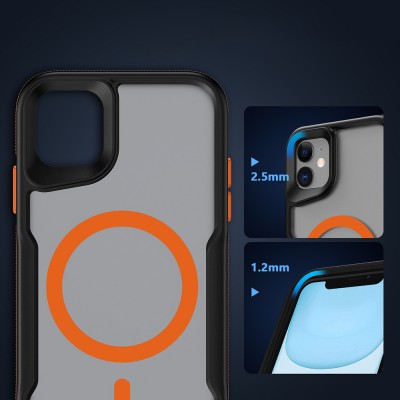 Apple iPhone 12 Kılıf M-safe Şarj Özellikli Renkli Kenar Airbag Şeritli Zore Lamer Kapak - 7