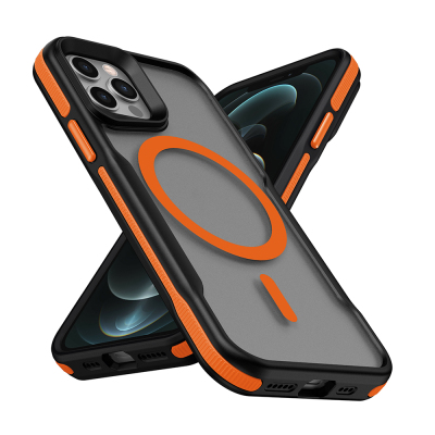 Apple iPhone 12 Kılıf M-safe Şarj Özellikli Renkli Kenar Airbag Şeritli Zore Lamer Kapak - Zore