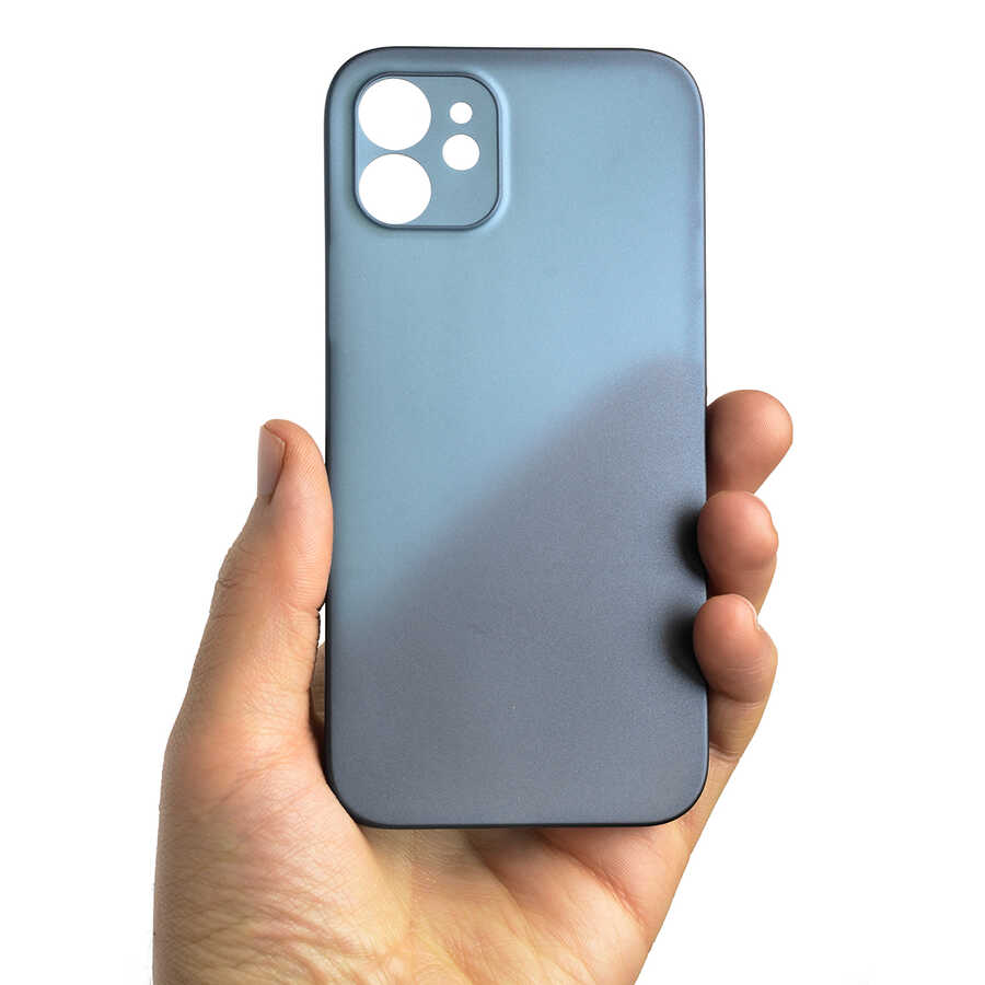 Apple iPhone 12 Kılıf Zore 1.Kalite PP Silikon - Saks Mavi