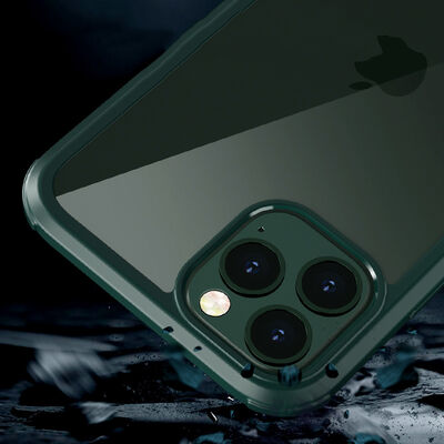 Apple iPhone 12 Kılıf Zore Dor Silikon Temperli Cam Kapak
