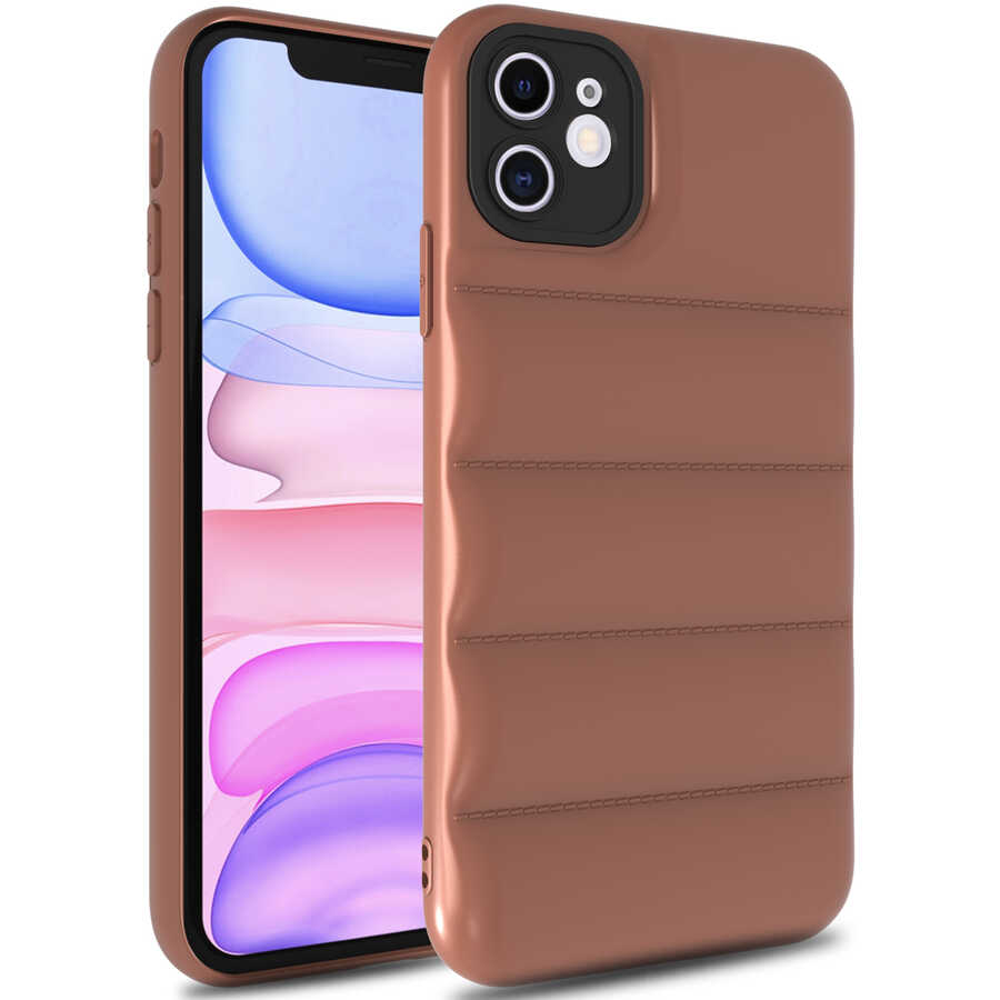 Apple iPhone 12 Kılıf Zore Kasis Kapak - Kahverengi