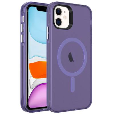 Apple iPhone 12 Kılıf Zore M-safe Şarj Özellikli Buzlu Transparan C-Pro Sert Kapak - Zore