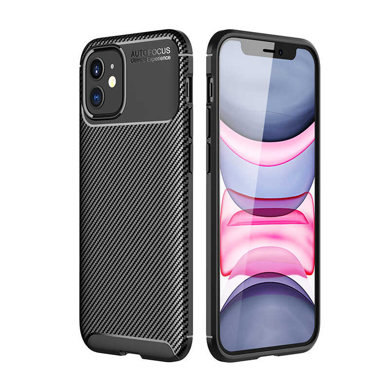 Apple iPhone 12 Kılıf Zore Negro Silikon Kapak - Siyah