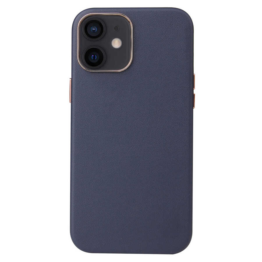 Apple iPhone 12 Mini Kılıf Zore Leathersafe Wireless Kapak - Lacivert