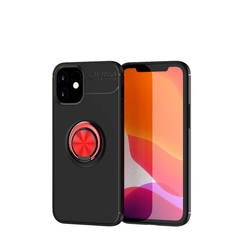 Apple iPhone 12 Mini Kılıf Zore Ravel Silikon Kapak - Siyah-Kırmızı