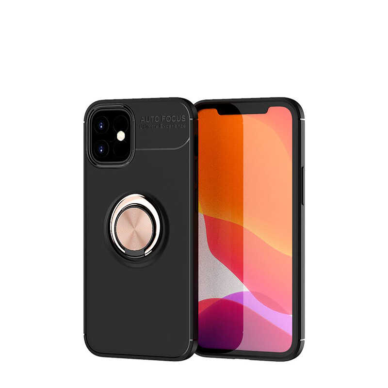 Apple iPhone 12 Mini Kılıf Zore Ravel Silikon Kapak - Siyah-Rose Gold