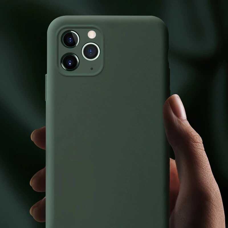 Apple İphone 11 PRO MAX Soft Silikon Kılıf (Kadife İç Yüzey) Koyu Yeşil