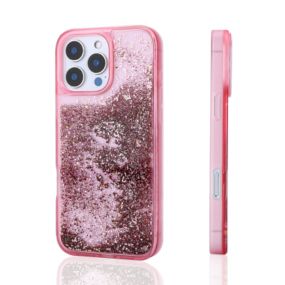 Apple iPhone 12 Pro Case Liquid Glitter Transparent Back Surface Zore Keto Silicone Cover - Zore