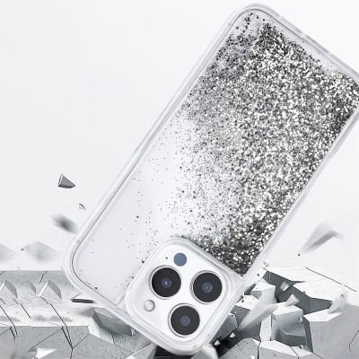 Apple iPhone 12 Pro Case Liquid Glitter Transparent Back Surface Zore Keto Silicone Cover - 9