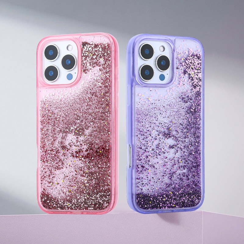 Apple iPhone 12 Pro Case Liquid Glitter Transparent Back Surface Zore Keto Silicone Cover - 10