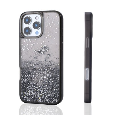 Apple iPhone 12 Pro Case Liquid Glitter Transparent Back Surface Zore Keto Silicone Cover - 3