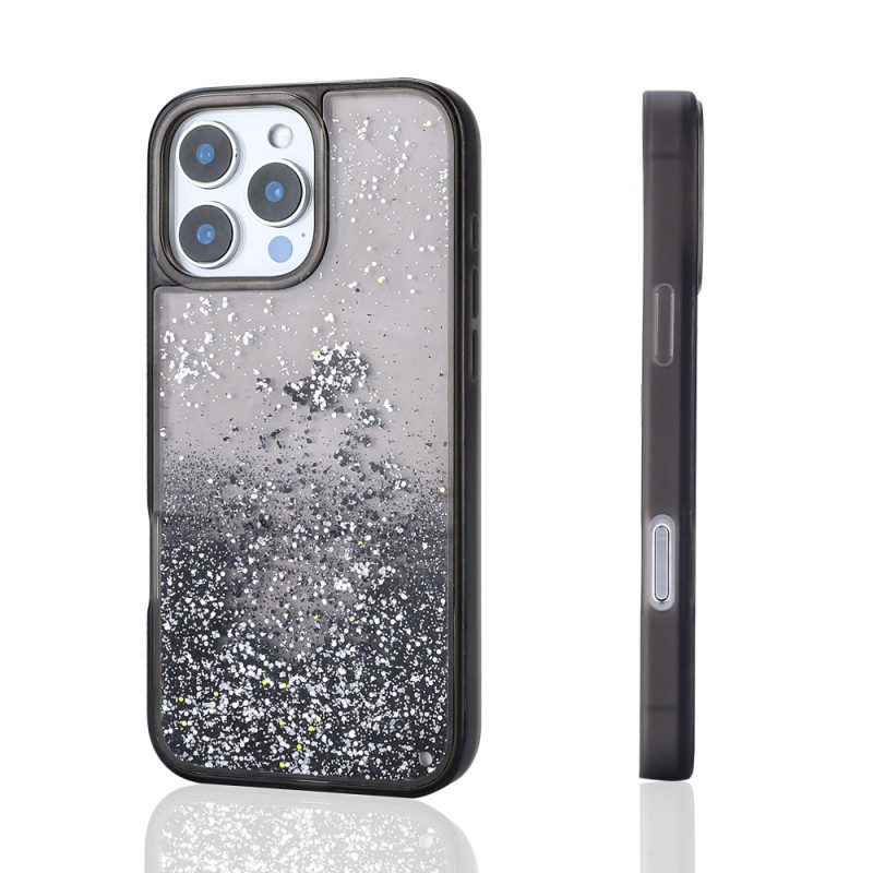 Apple iPhone 12 Pro Case Liquid Glitter Transparent Back Surface Zore Keto Silicone Cover - 3