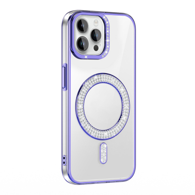 Apple iPhone 12 Pro Case Magsafe Charging Feature Diamond Stone Design Zore Karetta Silicone Cover - Zore