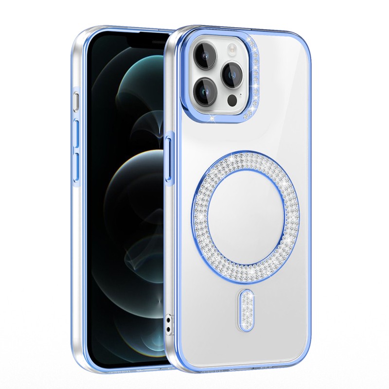 Apple iPhone 12 Pro Case Magsafe Charging Feature Diamond Stone Design Zore Karetta Silicone Cover - 8