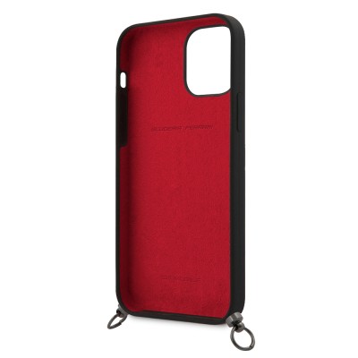 Apple iPhone 12 Pro Kılıf Ferrari Orjinal Lisanslı Askılı Metal Logolu Kapak - 5