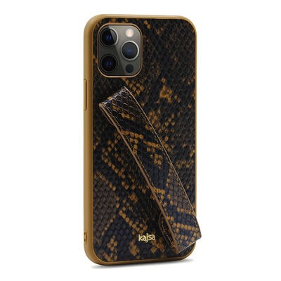 Apple iPhone 12 Pro Kılıf Kajsa Glamorous Serisi Snake Handstrap Kapak - 11