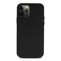 Apple iPhone 12 Pro Kılıf Kajsa Litchi Kapak Siyah