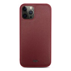Apple iPhone 12 Pro Kılıf Kajsa Luxe Collection Hakiki Deri Kapak Kırmızı