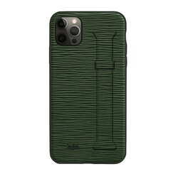 Apple iPhone 12 Pro Kılıf Kajsa Wave Pattern Handstrap Kapak Yeşil