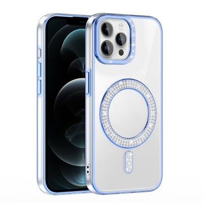 Apple iPhone 12 Pro Kılıf Pırlanta Taş Tasarımlı M-safe Şarj Özellikli Zore Karetta Silikon Kapak - 8