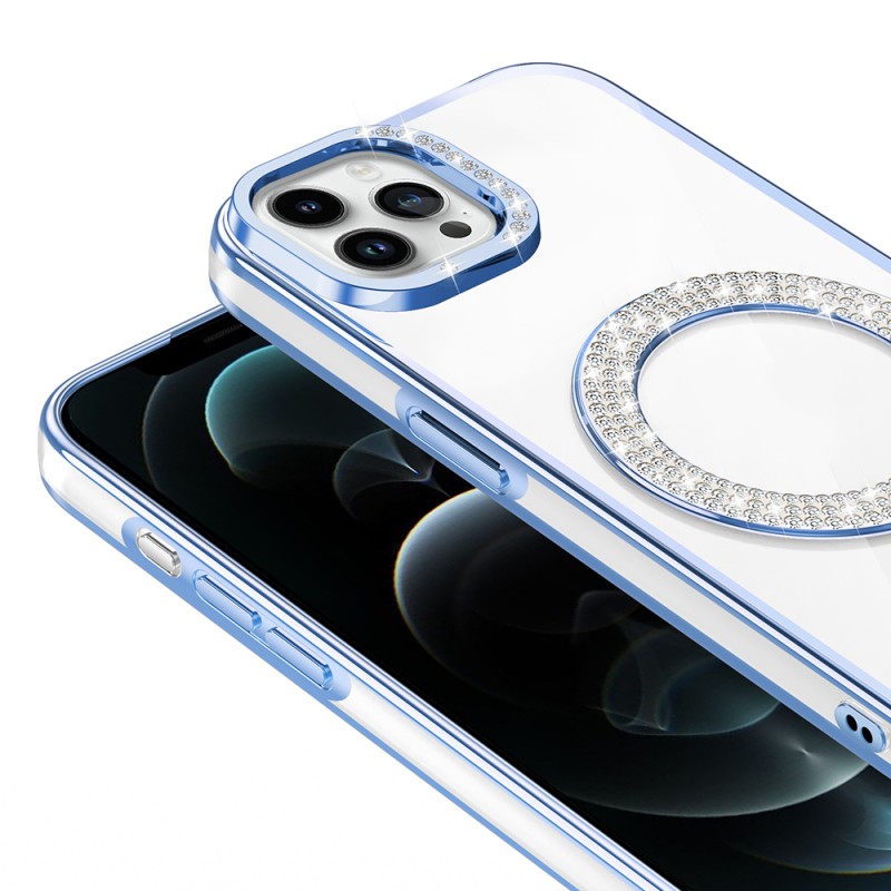 Apple iPhone 12 Pro Kılıf Pırlanta Taş Tasarımlı M-safe Şarj Özellikli Zore Karetta Silikon Kapak - 9
