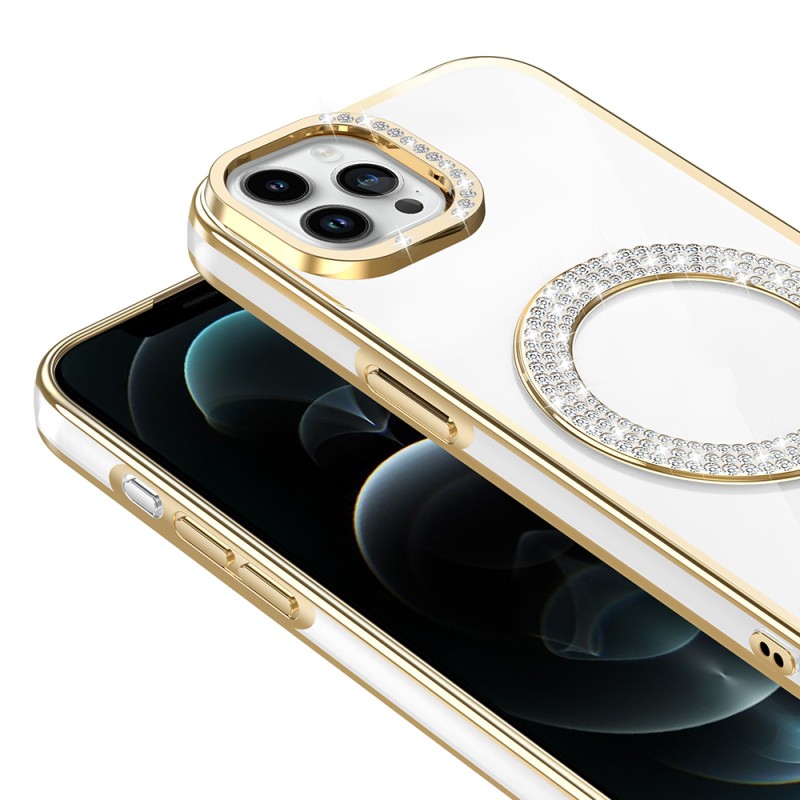 Apple iPhone 12 Pro Kılıf Pırlanta Taş Tasarımlı M-safe Şarj Özellikli Zore Karetta Silikon Kapak - 19